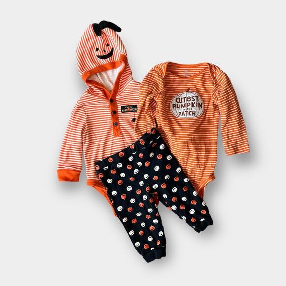 Little Me Halloween Pumpkin Set 9 Months - Picture 1 of 11